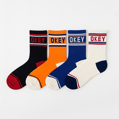 潮袜男街头运动长筒棉袜 春夏欧美嘻哈字母中筒袜 ins潮牌袜子